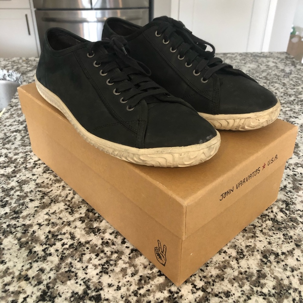 John Varvatos Black Suede Sneakers 10.5